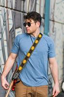 Levys Leathers MPJG-SUN-BLK geweven gitaarband met print - zwart met zon - thumbnail