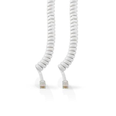 Nedis Telecomkabel | RJ10 Male | RJ10 Male | 2.00 m | Kabel design: Gekruld | Kabeltype: RJ10 | Wit - TCGB90100WT20