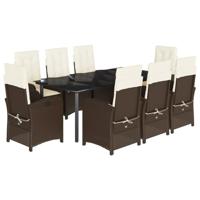 9-delige Tuinset met kussens poly rattan bruin - thumbnail