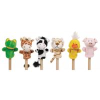 Goki pluche vingerpop dier, 6st. - thumbnail