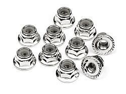 HPI - Serrated flange lock nut m4 (silver/10pcs)