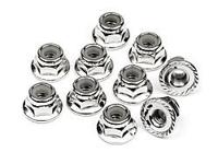 HPI - Serrated flange lock nut m4 (silver/10pcs) - thumbnail