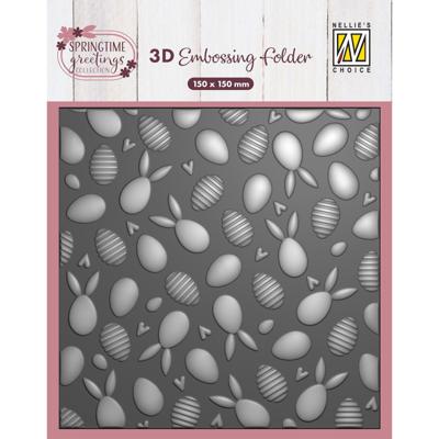 Nellie's Choice • 3d embossing folder achtergrond konijnen en paaseieren 15x15cm