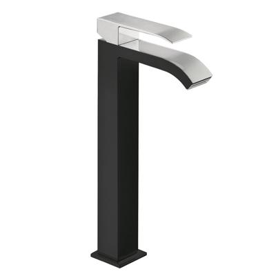 Wastafelmengkraan Tres Cuadro Exclusive 1-Hendel Uitloop Gebogen Hoog 32 cm met Waterval Vierkant Chroom Zwart Tres Wastafelmengkraan Tres Cuadro Exclusive 1-Hendel Uitloop Gebogen Hoog 32 cm met Waterval Vierkant Chroom Zwart Tres