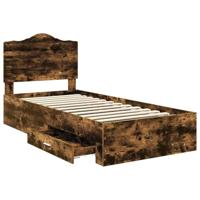 Bedframe met hoofdeinde Gerookt eiken 75 x 190 cm Bewerkt hout - thumbnail