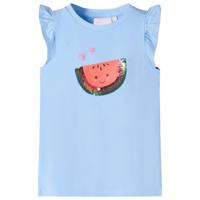 Kindershirt met ruches aan de mouwen 140 lichtblauw - thumbnail