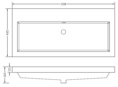 Wiesbaden Vision wastafel enkel zonder kraangat 100x46x5,5 cm kunstmarmer glans wit