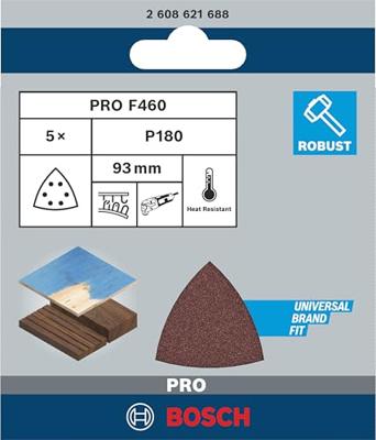 Bosch Accessories Bosch Power Tools 2608621688 Deltaschuurpapier Korrelgrootte (num) 180 (l x b) 93 mm x 93 mm 5 stuk(s)