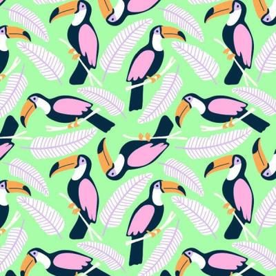 Cadeaupapier 50cm dessin 432 Luxe Toekan groen/roze