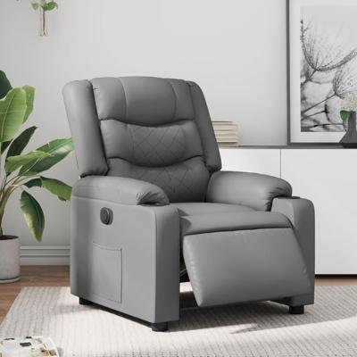 Fauteuil verstelbaar elektrisch kunstleer grijs