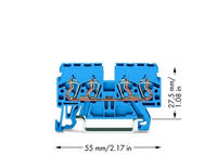 WAGO 870-834 Doorgangsklem 5 mm Spanveer Toewijzing: N Blauw 100 stuk(s) - thumbnail