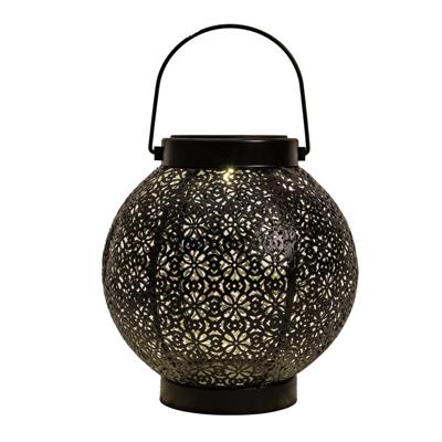 Anna's Collection Solar lantaarn metaal 18 x 19 cm mat zwart warm wit