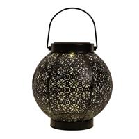 Anna's Collection Solar lantaarn metaal 18 x 19 cm mat zwart warm wit - thumbnail
