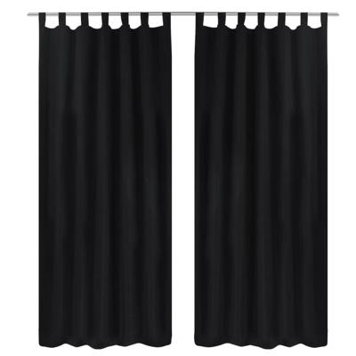 VidaXL Micro-satijnen gordijnen met ringen 140 x 245 cm 2 stuks (zwart) VidaXL Micro-satijnen gordijnen met ringen 140 x 245 cm 2 stuks (zwart)