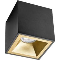 Vierkante Opbouwspot GU10 - Mat Zwart/Goud - Aluminium - 90mm - thumbnail