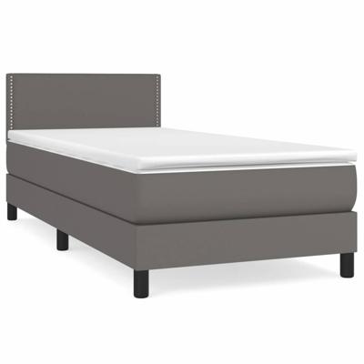Boxspring met matras kunstleer grijs 100x200 cm