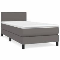 Boxspring met matras kunstleer grijs 100x200 cm - thumbnail
