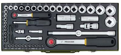 Proxxon Industrial 23040 Dopsleutelset Metrisch 1/4 (6.3 mm), 1/2 (12.5 mm) 56-delig Proxxon Industrial 23040 Dopsleutelset Metrisch 1/4 (6.3 mm), 1/2 (12.5 mm) 56-delig