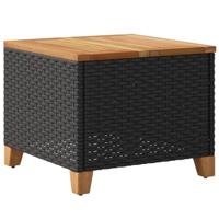 Tuintafel 45x45x37 cm poly rattan en acaciahout zwart - thumbnail
