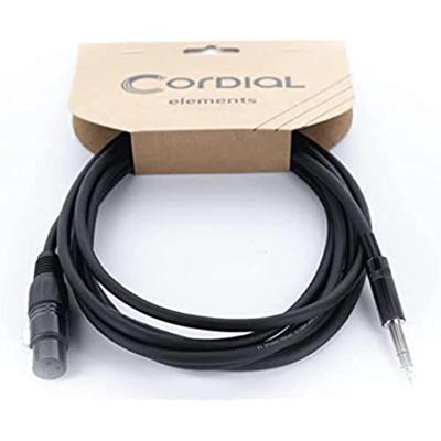 Cordial EM 0,5 FV XLR Verbindingskabel [1x XLR-bus 3-polig - 1x Jackplug male 6,3 mm (stereo)] 0.50 m Zwart
