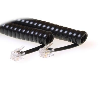 ACT TD7203 Telefoon Krulsnoer | RJ10 connectoren | Zwart | 1,5 meter