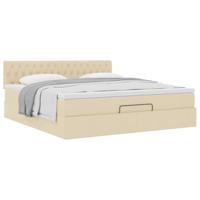 Ottoman bed met matras 180x200cm stof crèmekleurig - thumbnail
