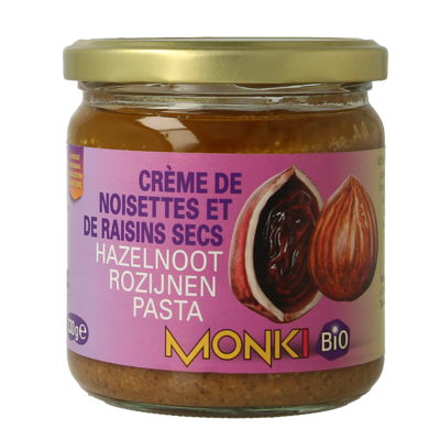 Monki Hazelnoten-rozijnenpasta eko bio 330 Gram Monki Hazelnoten-rozijnenpasta eko bio 330 Gram