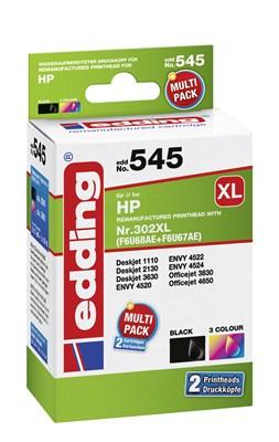 Edding Inktcartridge vervangt HP 302XL, F6U68AE, F6U67AE Compatibel Combipack Zwart, Kleur 18-545 18-545