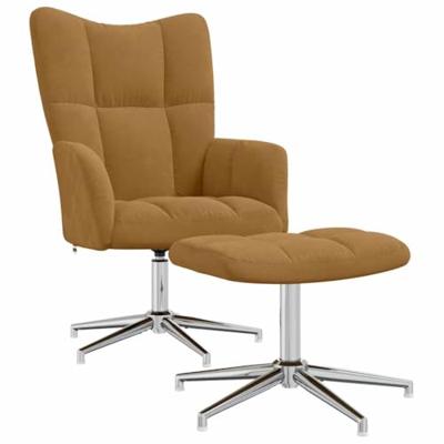 Relaxstoel met voetenbank fluweel bruin
