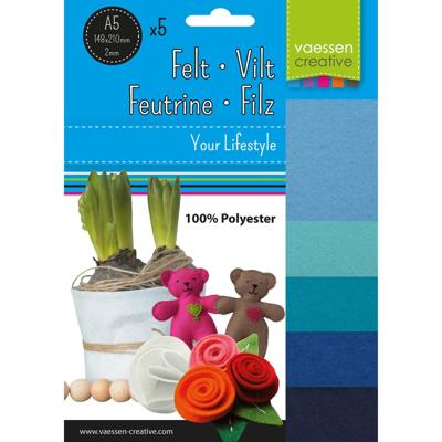Vaessen Creative • vilt pakket 2mm a5 blauw 5st.