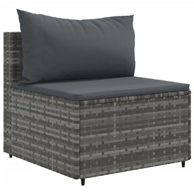 4-delige Loungeset met kussens poly rattan grijs - thumbnail