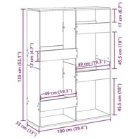 Boekenkast 100x33x135 cm bewerkt hout oud houtkleurig - thumbnail