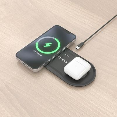Draadloze oplader Aisens ASCH-15W2WC060-BK Zwart - thumbnail