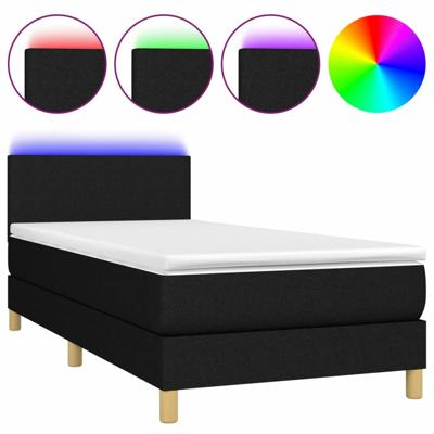 Boxspring met matras en LED stof zwart 90x190 cm
