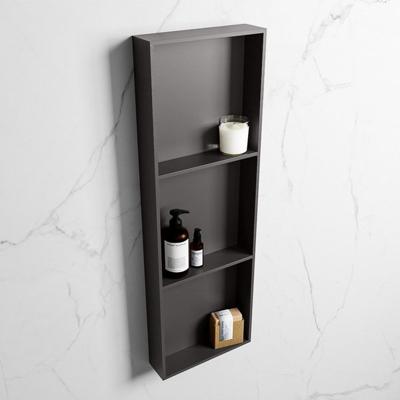 MONDIAZ EASY Nis 89,5x29,5cm in solid surface kleur DarkGrey | DarkGrey. 3 vakken geschikt voor in- of opbouw