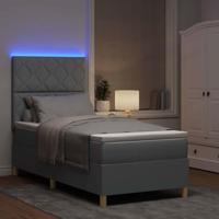 Boxspring Bed met Matras & LED Licht Grijs 100x200 cm Stof - thumbnail