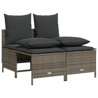 4-delige Loungeset met kussens poly rattan grijs - thumbnail