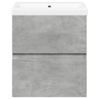 2-delige Badkamermeubelset bewerkt hout betongrijs - thumbnail