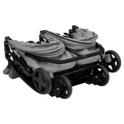Tweeling buggy staal lichtgrijs en zwart