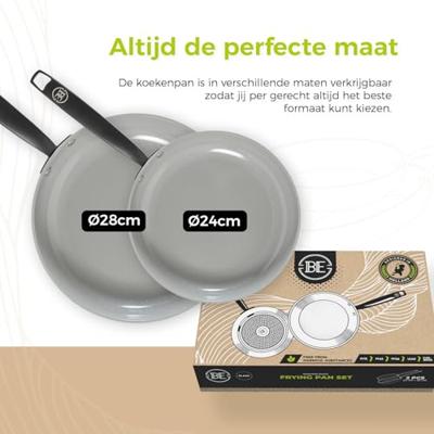 BE Living Koekenpannenset ø 24 & 28 cm - keramische anti-aanbaklaag - geschikt voor alle warmtebronnen
