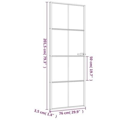VidaXL Binnendeur smal 76x201,5 cm gehard glas en aluminium zwart VidaXL Binnendeur smal 76x201,5 cm gehard glas en aluminium zwart