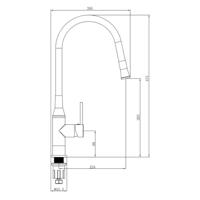 Keukenmengkraan Sapho Sili 1-hendel 47.5 cm met Siliconen Uitloop Chroom Zwart - thumbnail