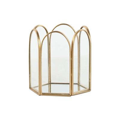 Doos-Juwelenkistje Home ESPRIT Gouden Metaal Kristal 9,2 X 8,2 X 9,5 cm