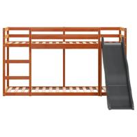 Stapelbed met glijbaan en ladder grenenhout wasbruin 75x190 cm - thumbnail