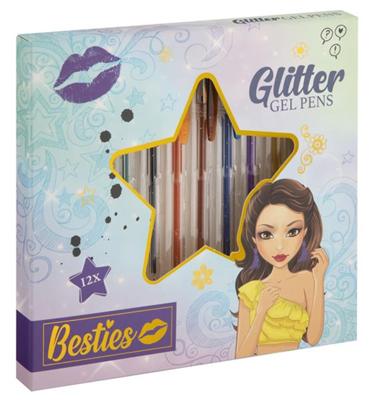 Besties glittergelpennen, 12st. Besties glittergelpennen, 12st.