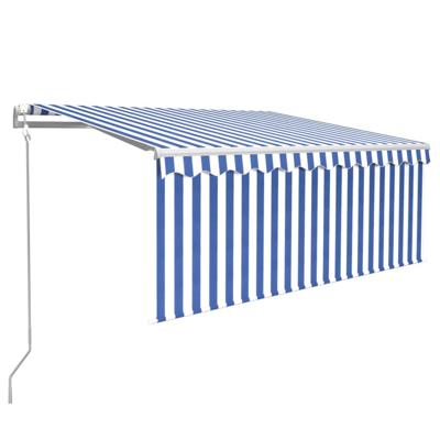 Luifel met rolgordijn, LED en windsensor 3x2,5 m blauw en wit