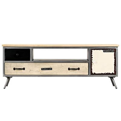 VidaXL Tv-meubel 120x30x45 cm massief mangohout en staal