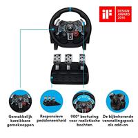 Logitech G G29 Stuurwiel + pedalen Playstation 3,PlayStation 4 Analoog USB 2.0 Zwart - thumbnail