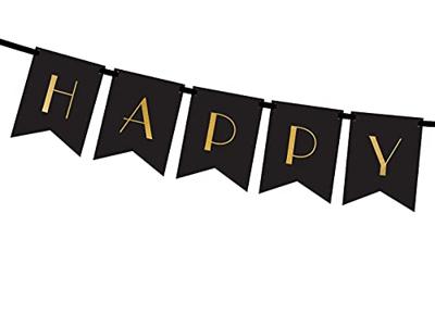Letter Banner Happy New Year zwart