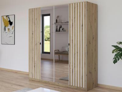 Kledingkast GONAMU 4 deuren artisan eik/wit met spiegel Kledingkast GONAMU 4 deuren artisan eik/wit met spiegel